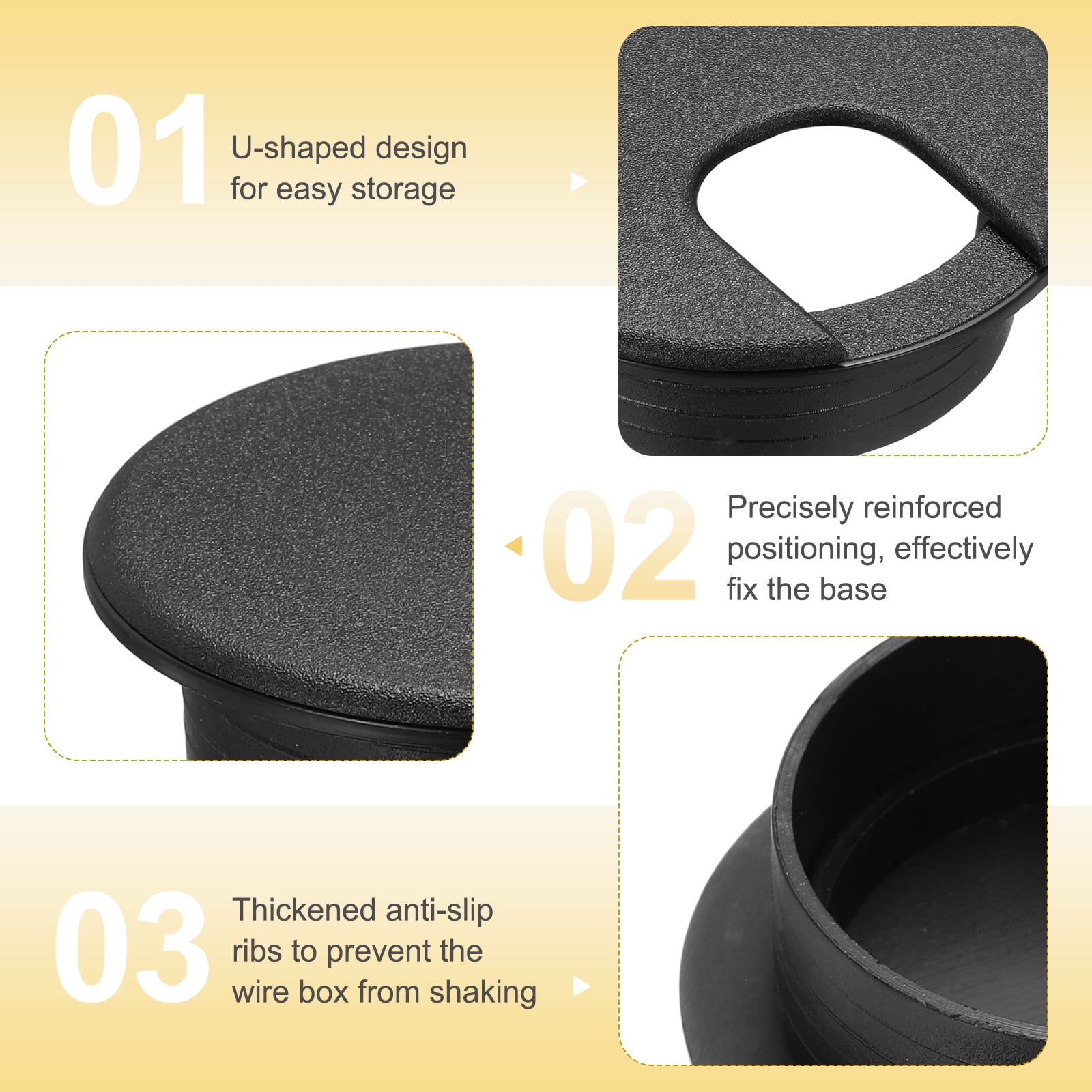 20 Pcs Desk Grommet 2 Inch,ABS Plastic Round Desk Hole Cover,50mm,Black