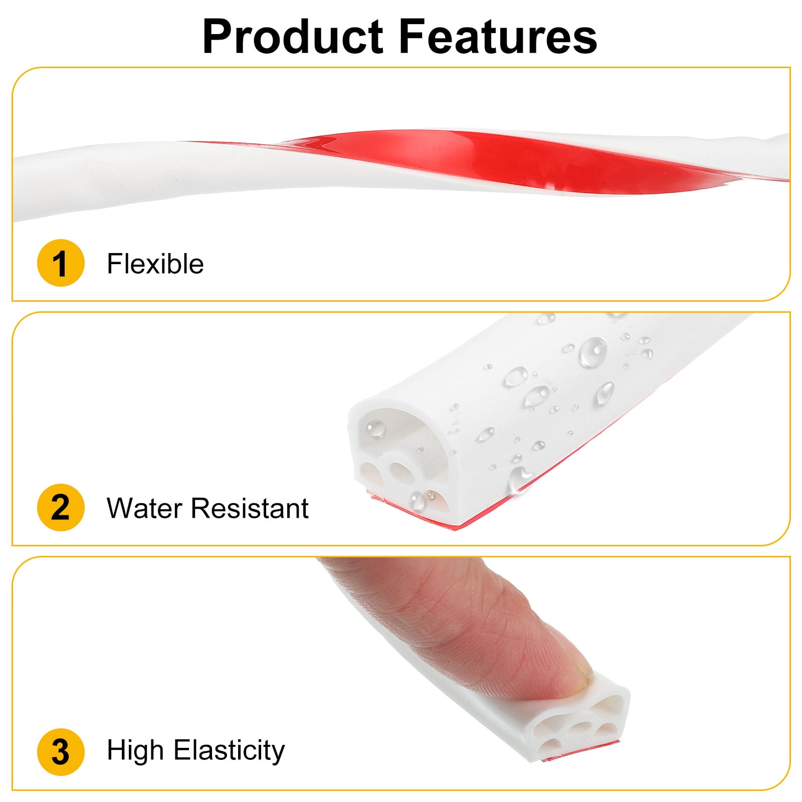 Uxcell 20 ft Silicone Weather Stripping Door Seal Strip, , 0.55" x 0.47", White