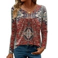 thumbnail image 3 of Zeagoo Womens Tops Dressy Casual Beach Vacation Clothes for Women Business Casual Long Shirts V Neck Tee Shirt Ladies Top and Blouses Ethnic Style, 3 of 7