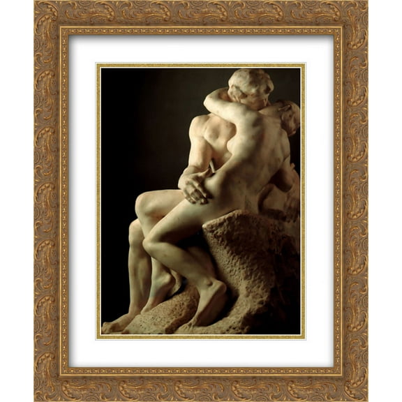 Auguste Rodin 2x Matted 20x24 Gold Ornate Framed Art Print 'The Kiss'