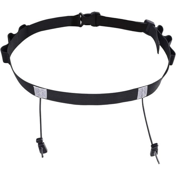 shiyou-Adjustable Elastic Triathlon Belt Marathon Running Sports Bib Number Holder with 6 Energy Gel Loops - Stretch Fit & Comfortable (Black)