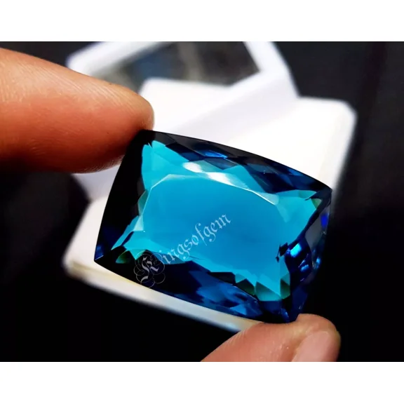 Beautiful Rare Teal Sapphire Cushion Shape 70 Ct Glass Filled Stone Loose Gemstone Big Size