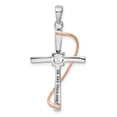 thumbnail image 3 of FB Jewels Sterling Silver Rhodium & Rose-tone Polished CZ Cross Pendant, 3 of 3
