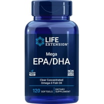 Life Extension Mega EPA/DHA, omega-3 fatty acids, heart & brain health, inflammation health support, non-GMO, gluten-free, 120 softgels