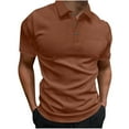 thumbnail image 4 of Fnnxeal Mens Polo Shirts, Collared Summer Big and Tall Shirt Button Solid Casual Coffee Polo Shirts for Men Size 2XL, 4 of 7