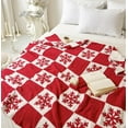 thumbnail image 3 of Ultra Soft Cozy Buffalo Checkerboard Christmas Red Snowflake Knitted Throw Blanket Fluffy Microfiber Lightweight Fleece Checkered Bed Blanket for Sofa Couch Bed 50"X60", 3 of 6