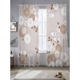 thumbnail image 2 of Brown White Floral Sheer Curtains 84 Inch Length 2 Panels for Living Room, Spring Botanical Leaves Farmhouse Voile Kitchen Curtain Set, Luxury Privacy Drapes Window Treatment for Bedroom, 2 of 7