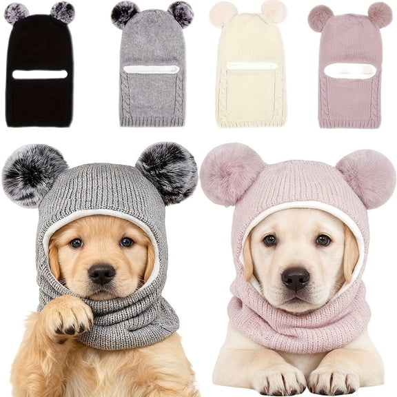 EBCUE Multi‑Color Knitted Warm Pet Hat For Medium & Large Dogs, Adjustable Buckle Light‑Weight Headgear, Skin‑Friendly All‑Season Photo Accessory for Outdoor & Daily Wear