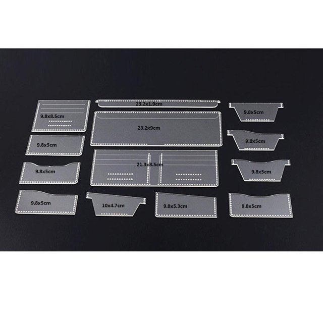 Set de 13 Unids Gadget de Costura de Cuero Pntil de Cartera de Acrílico Manualidades Soledad Plantilla de acrílico transparente