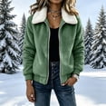 thumbnail image 2 of Women's Soft Fuzzy Jacket, Stylish Zip Front Fall Winter Outerwear with Sherpa Trim, 2 of 9
