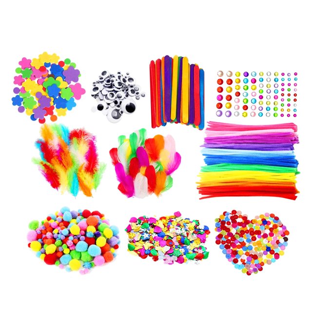 Suministros de artesanías y artesanías para niños - Kit de suministro de arte artesanal surtido para niños pequeños - Todos en DIY Crafting Collag Baoblaze Materiales de manualidades para niños