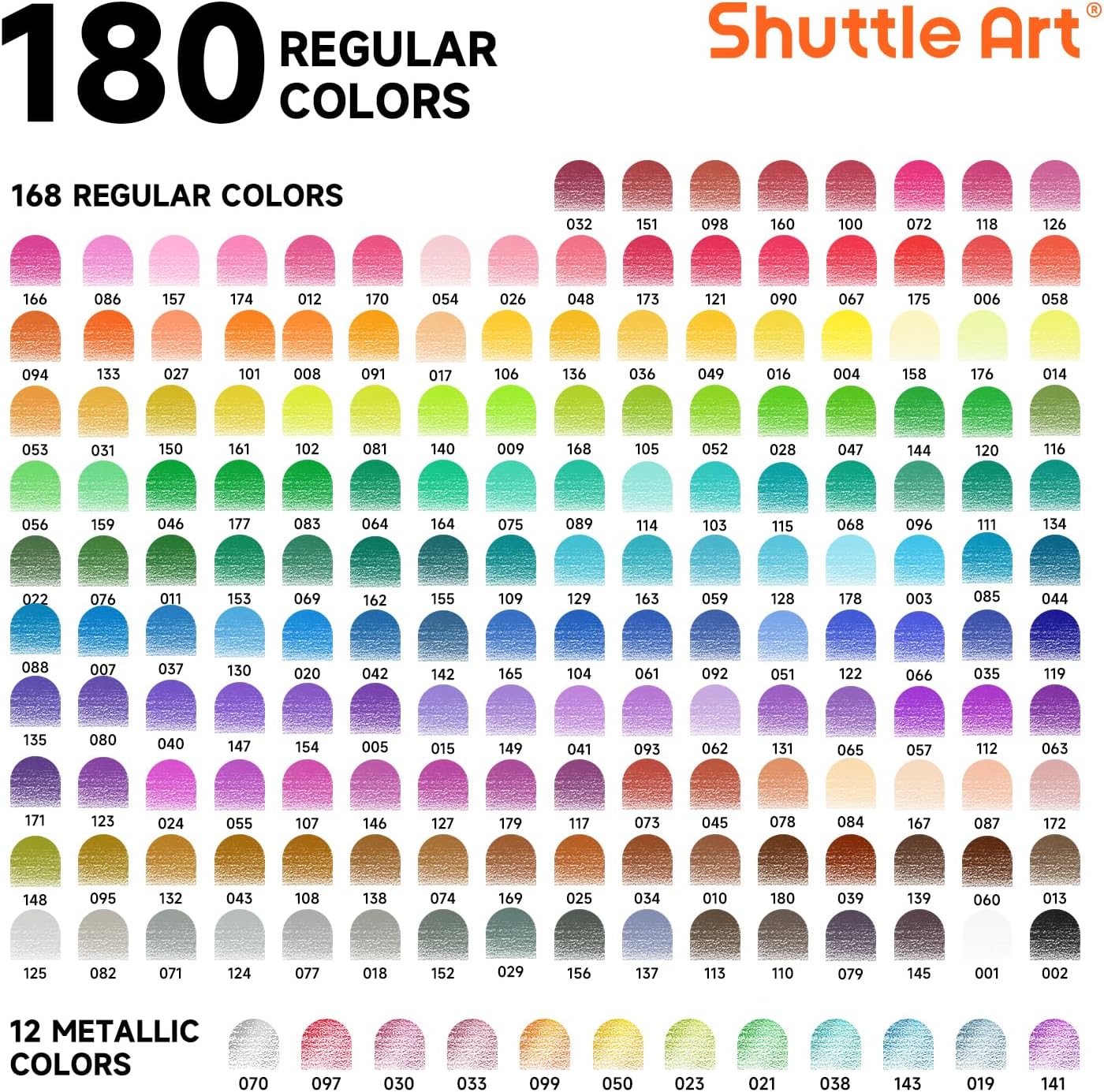 Shuttle Art 180 Soft Core Colored Pencils with Sharpeners photo 3