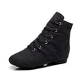 thumbnail image 2 of EliteGoogv Womens Ankle Boots Jazz Dance Shoes Lace Up Booties For Women High Top Round Toe Split Sole Low Heel Training Shoes US: 9 Black, 2 of 9
