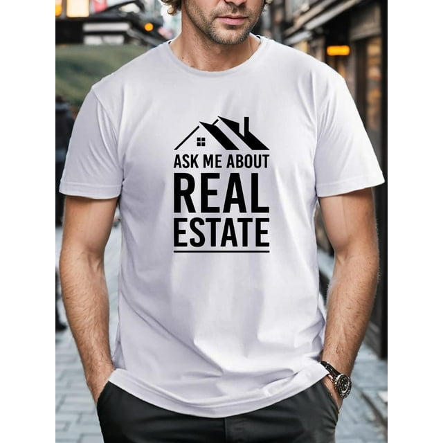 T-shirt For Men, "REAL Estate" Graphic Print Short Sleeve s For Males Tee For Adult, Men, Women, Teen, Teenager, Adolescent, Youth