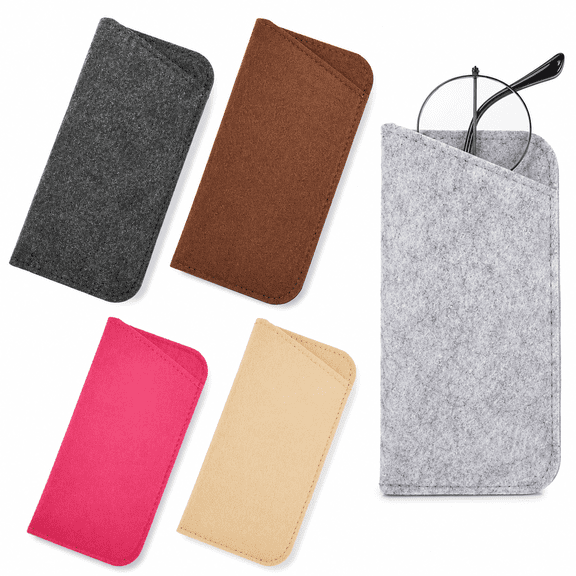 5 Colors 3.5"X7" Eyeglass Cases Soft Felt Slip in Eye Glasses Storage Pouch Case Sunglasses Pouches Holder Sun Glass Fibre Bag for Women Men Spectacles Sleeve Bags