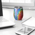 thumbnail image 3 of 12oz Stemless Wine Tumblers Colorful Tie Dye Pattern Vacuum Insulated Stainless Steel Travel Tumbler Cups Mug with Lid and Straw for Champaign,Cocktail,Beer with Cleaning Brush, 3 of 5