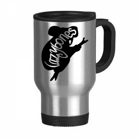 

Black Sloth Animal Outline Natural Travel Mug Flip Lid Stainless Steel Cup Car Tumbler Thermos