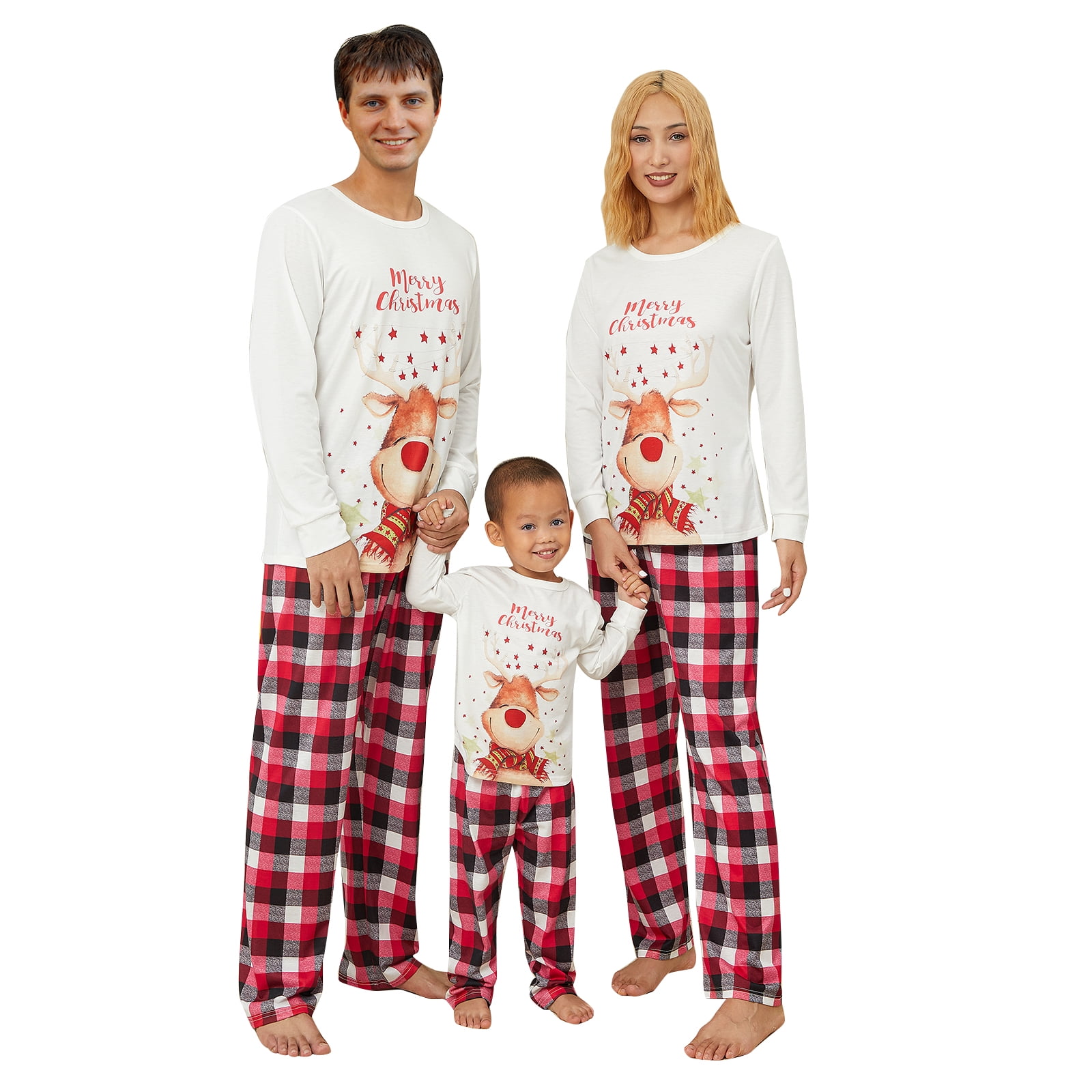 YiLvUst Family Matching Pajamas Christmas Pjs Holiday Nightwear Sleepwear  Sets Deer Print Long Sleeve Pjs Jammies