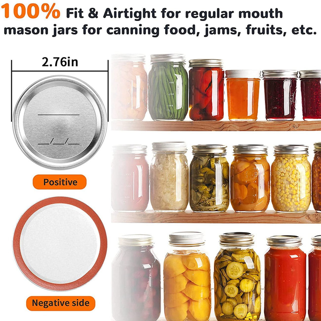 Details about   100PCS Regular Mouth Canning Lids 70mm Mason Jar Lids for Canning Food Grade 