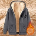 thumbnail image 2 of aohooy Zip Hoodie Men Thick Sherpa Lined Heart Jacket Sweatshirts Oversized Winter Long Sleeve Coats with Pockets Gray,XXXL, 2 of 3