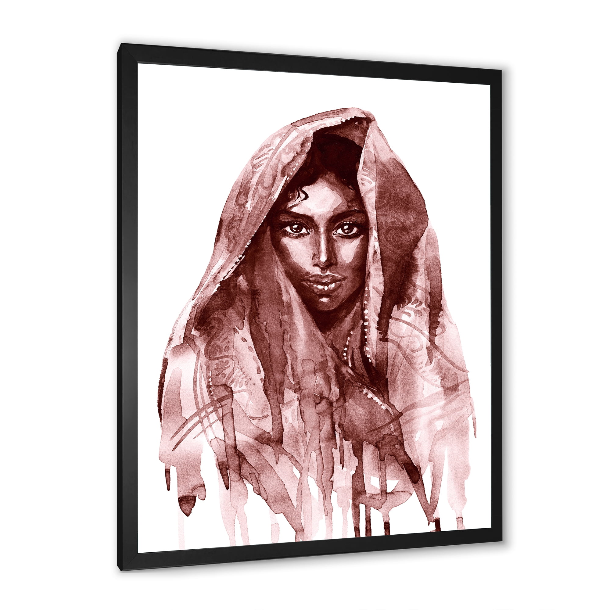 Designart 'Black and White Portrait of Young Indian Woman II' Modern Framed Art Print