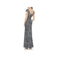 thumbnail image 2 of JS COLLECTION Womens Navy Embellished Textured Patterned Short Sleeve V Neck Full-Length Formal Fit + Flare Dress 14, 2 of 2