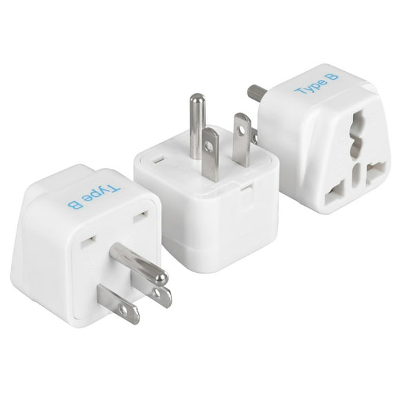 Ceptics Grounded Universal Plug Adapter for US (Type B) - 3 Pack