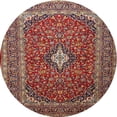 thumbnail image 1 of Ahgly Company Indoor Round Traditional Saffron Red Medallion Area Rugs, 3' Round, 1 of 6