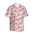 thumbnail image 5 of Wukai Strawberry And Cheery Men's Hawaiian Shirt Short Sleeve Casual Button Down Summer Beach Aloha Shirt Tropical Print Holiday Party, 5 of 8