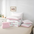 thumbnail image 4 of Erosebridal Pink Bow Comforter Set with Sheets Watercolor Bowknot 7 Piece Bedding Set Princess Bed in a Bag Pink and White Cute Plaid Bed Set Full Size, 4 of 5