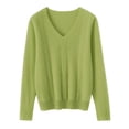 thumbnail image 5 of Sweaters for Women V Neck Casual Knit Long Sleeve Tops Lightweight Pullover Clothes Fall Fashion Outfits Green 2XL, 5 of 9