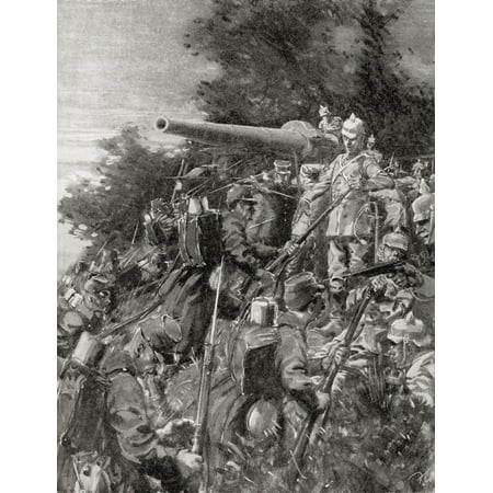 German Heavy Machine Gun French infantry launch a surprise night attack on German heavy guns during WWI From The War Illustrated Album Deluxe published 1915 Poster Print by Hilary Jane Morgan Design Pics ()