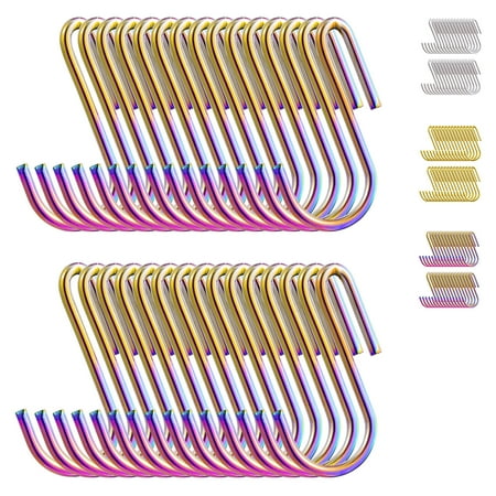 

ReaNea 30 Pcs Heavy Duty S Hooks for Hanging Hooks for Kitchen Utensils Bathroom Garden (Rainbow)