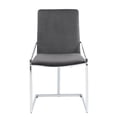 thumbnail image 2 of Gray Velvet Side Chairs, Set of 2 with Chrome Metal Legs and Diamond Tufted Back, 2 of 9