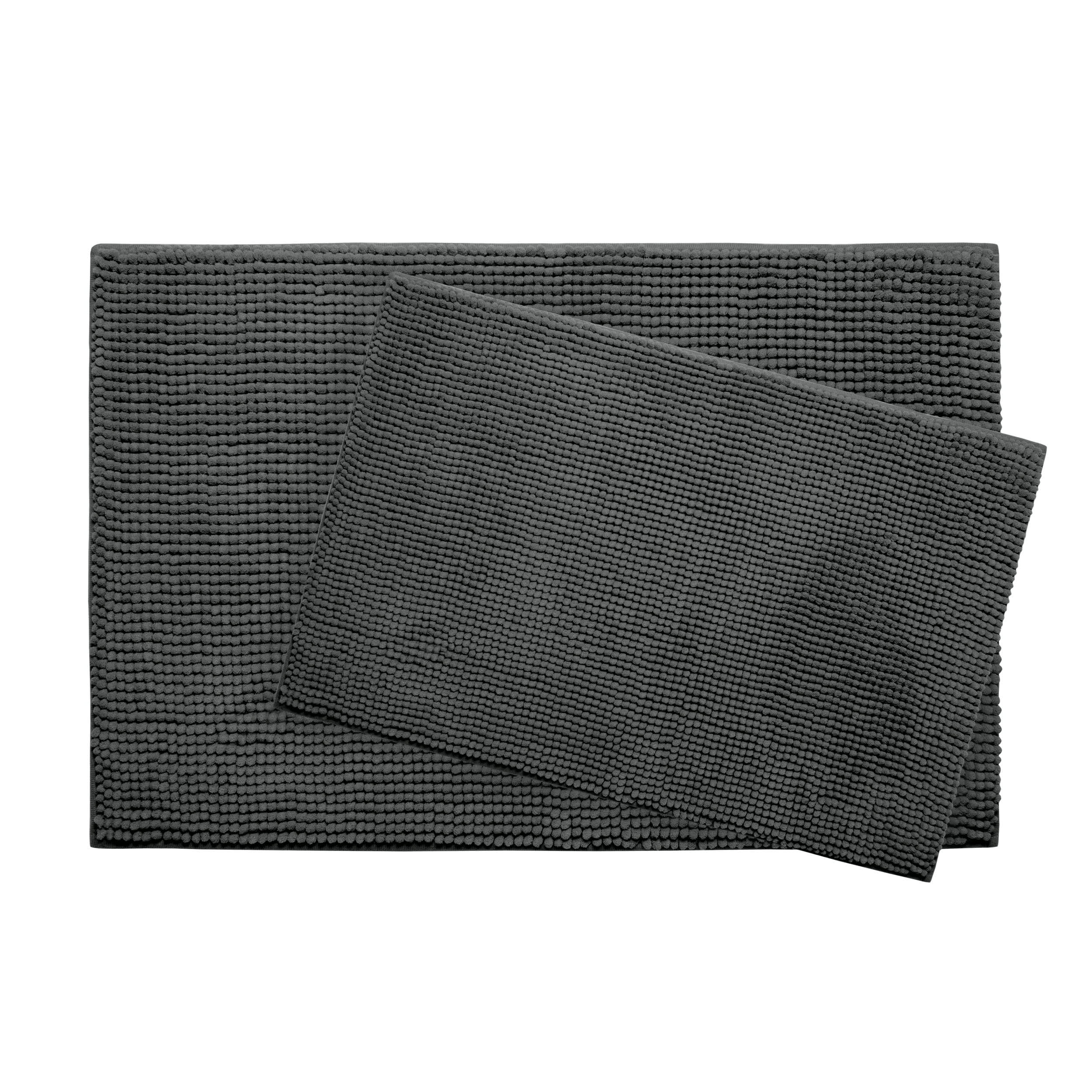 Plush Memory Foam Chenille Cushioned 17" x 24" 2-Piece Bath Mat with Bounce Comfort Technology