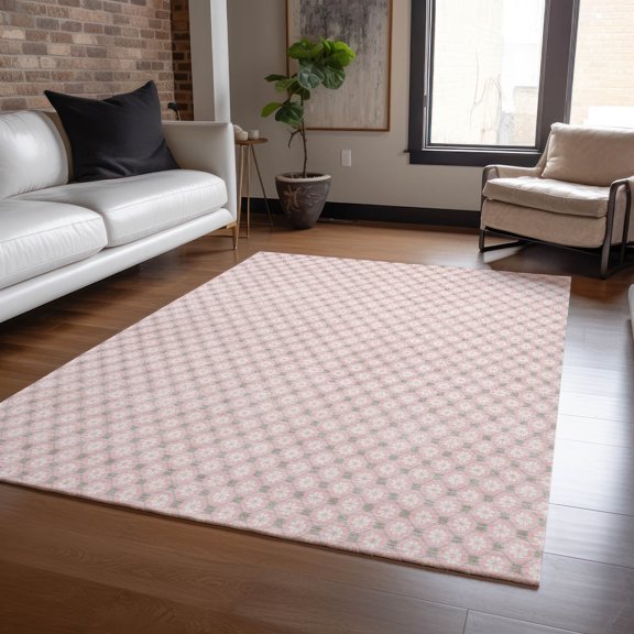 Addison Rugs Machine Washable Indoor/ Outdoor Modern Trellis Chantille Rug 10' x 14' - Pink