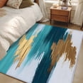 thumbnail image 5 of Modern Teal Green Large Area Rugs for Bedroom Living Room, Soft Non Slip Carpet Bedside Rug, Abstract White Gold Oil Painting Rectangular Floor Cover Kitchen Accent Rug 4'x6' for Dining Room/Office, 5 of 9
