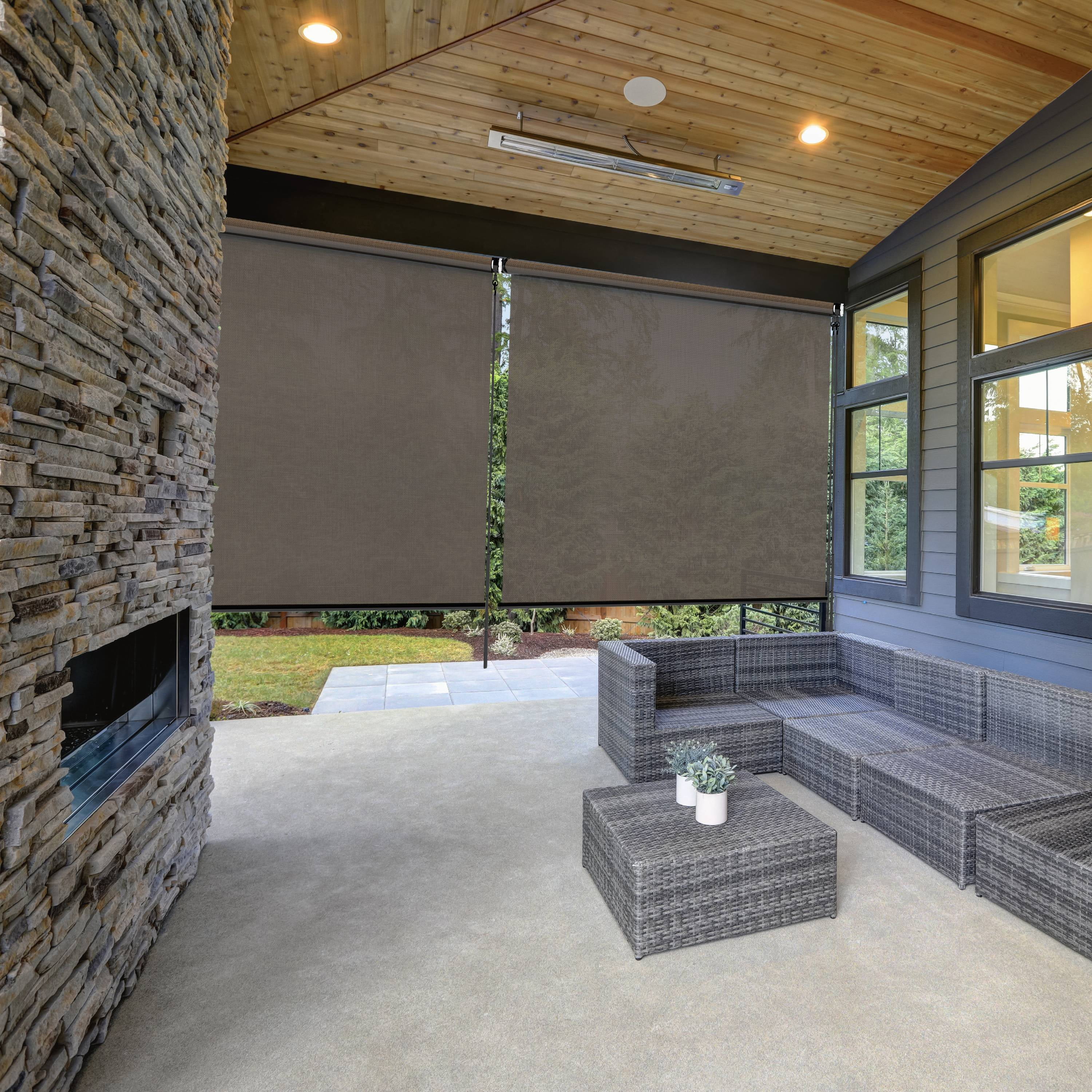 Radiance Cordless Blinds, Exterior Crank Operated Solar Sun Shade, Coconut Brown, 8'W x 6'L