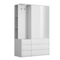thumbnail image 3 of Oufan Modern Wardrobe, Wood Wardrobe Closet with Hanging Rail & Shelves, Freestanding Armoire Storage Cabinet with 2 Doors & 6 Drawers for Bedroom, 3 of 9