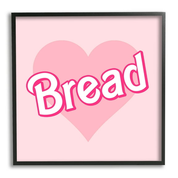 Stupell Industries Bread Pink Heart Phrase Inspirational Painting Black Framed Art Print Wall Art, 12 x 12