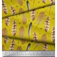 thumbnail image 3 of Soimoi Yellow Velvet Fabric Eagle Feather Print Fabric by the Yard 60 Inch Wide, 3 of 3