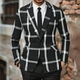 thumbnail image 2 of TFEOQRY Men's Checkered Blazer One Button Long Sleeve Casual Wedding Prom Business Party Suit Jacket Black-1, 2 of 7