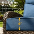 thumbnail image 2 of POCASSY 3 Piece Patio Set Outdoor Wicker Glider Rocking Swivel Chairs with 6-inch Thick Cushions - High Back Patio Wicker Furniture Set for Porch Balcony in Blue Cushion, 2 of 13