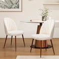 thumbnail image 2 of Linen Fabric Dining Chair Modern Upholstered Armless Dining Chair with Wooden Legs for Kitchen Living Room Set of 2, Beige, 2 of 6