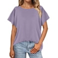 thumbnail image 4 of Weikingp Basic Tees For Women Womens Summer Tops Batwing Sleeve Oversized Solid Color T Shirt Women's Crew Neck Top Tshirts Shirts For Women Pink XL, 4 of 5
