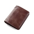 thumbnail image 5 of Cartera de cuero para hombre, delgada, corta, de moda, sencilla, de tres pliegues, con licencia de conducir, billetera de piel de vaca de primera capa integrada, 5 of 5