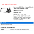 thumbnail image 2 of Left Driver Side Mirror - Compatible with 1988 - 2000 Chevy C2500 1989 1990 1991 1992 1993 1994 1995 1996 1997 1998 1999, 2 of 2