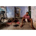 thumbnail image 2 of Banerjee, Souvik 24x17 Gold Ornate Wood Framed with Double Matting Museum Art Print Titled - Break During Idol Preparation, 2 of 4