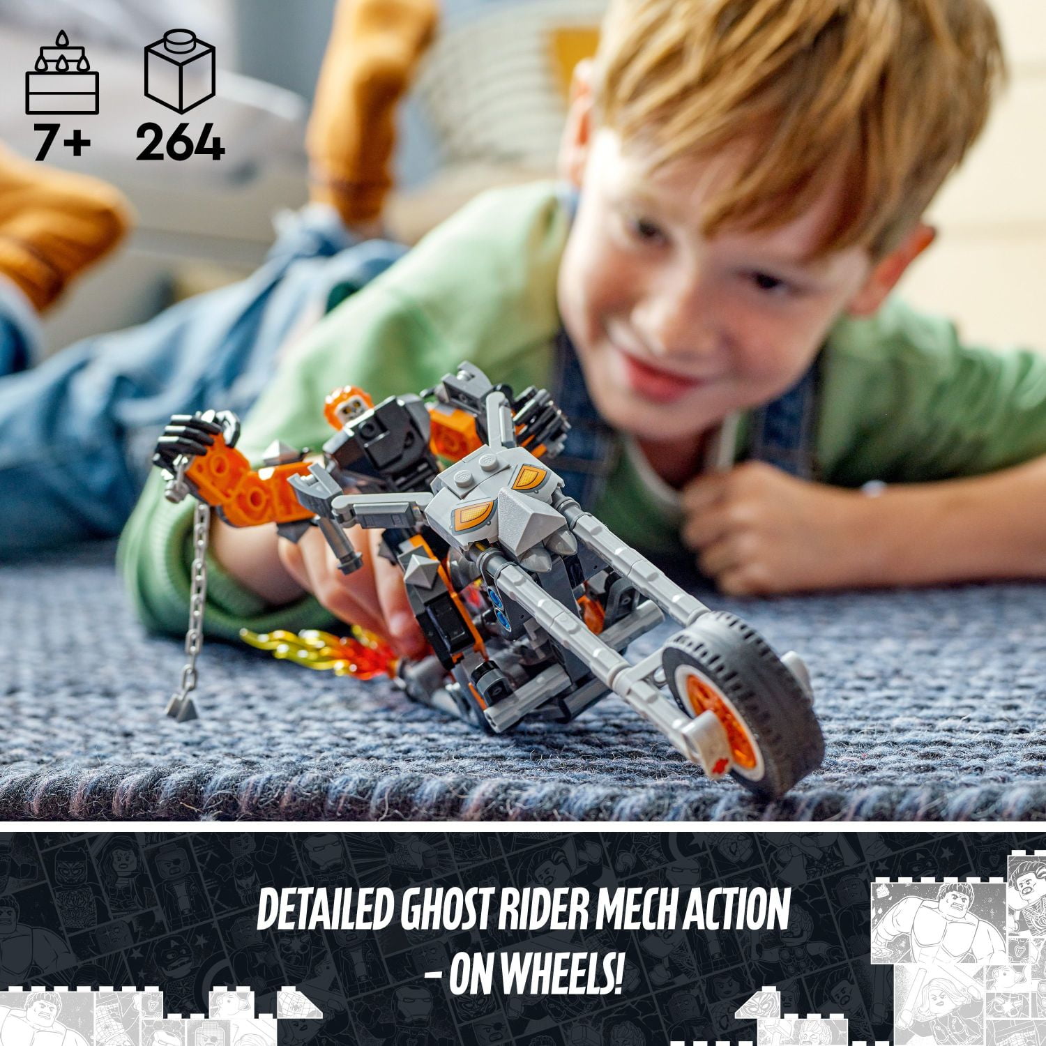 LEGO Marvel Ghost Rider Mech & Bike Building Toy for Boys & Girls Ages 7+ - Marvel Superhero Toy W/ Movable Action Figure - Gift for Kids & Fans - 76245