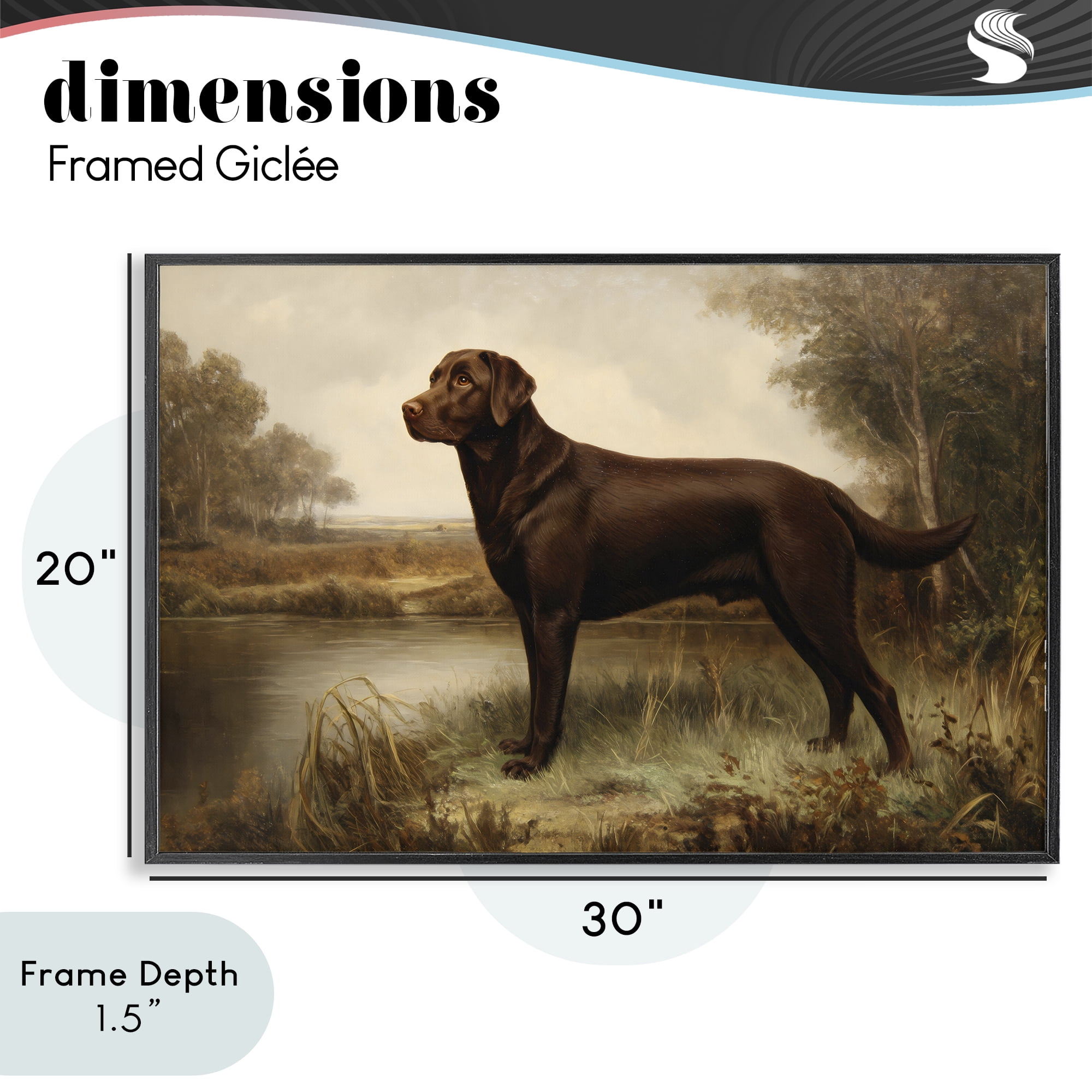 Stupell Industries Brown Lab By The River Black Framed Giclee Art, design by Petal Prints Design